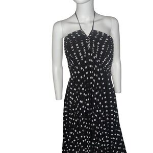 Ann Taylor Polka Dot Dress Black White Halter Pleated dress Size 12.